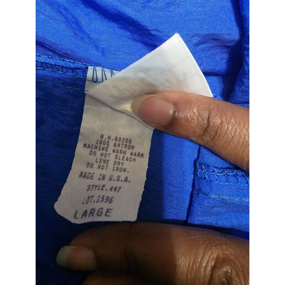 Vintage 90s Body Wrappers 100% Nylon Shiny Blue Split Running Shorts Size Large